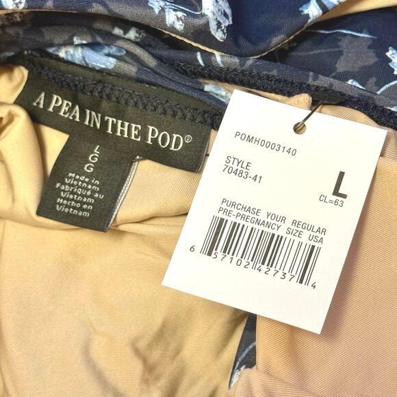 A Pea in the Pod Maternity Blue Floral Ruffle One-Piece Swimsuit Size Large - Picture 12 of 12